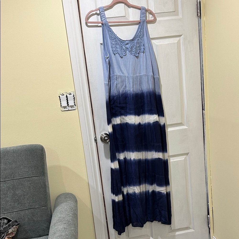 Avenue Blue and White Maxi Dress
